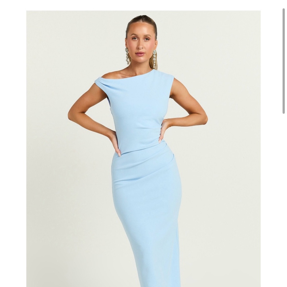 Showpo Powder Blue One-Shoulder Maxi Dress